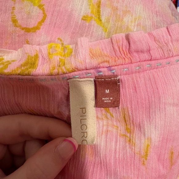 Pilcro Pink Floral Boho Peasant Blouse - Size M - Picture 3 of 7